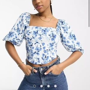 Abercrombie & Fitch Puff Sleeve Corset top